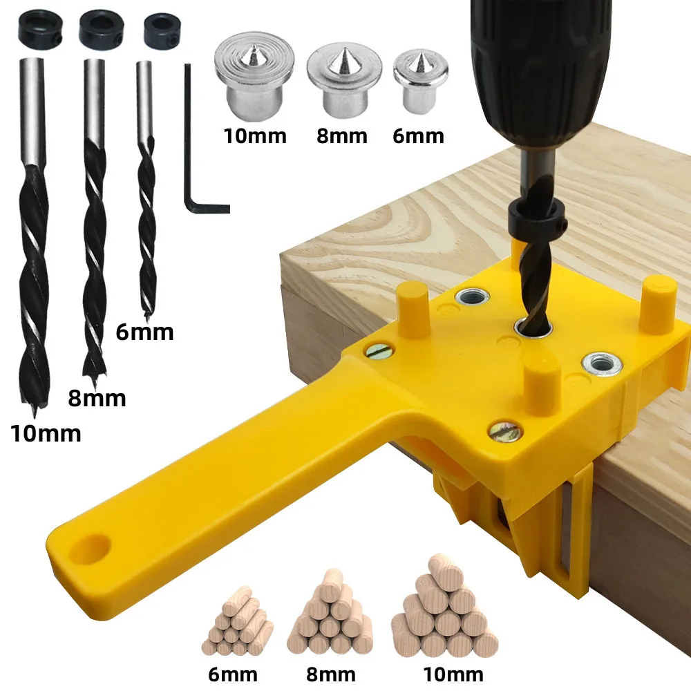 Wood Punch Woodworking Locator Boards Connection Hole Locator 6/8/10mm Drill Bit For Carpentry Straight Hole Clamp Hand-held