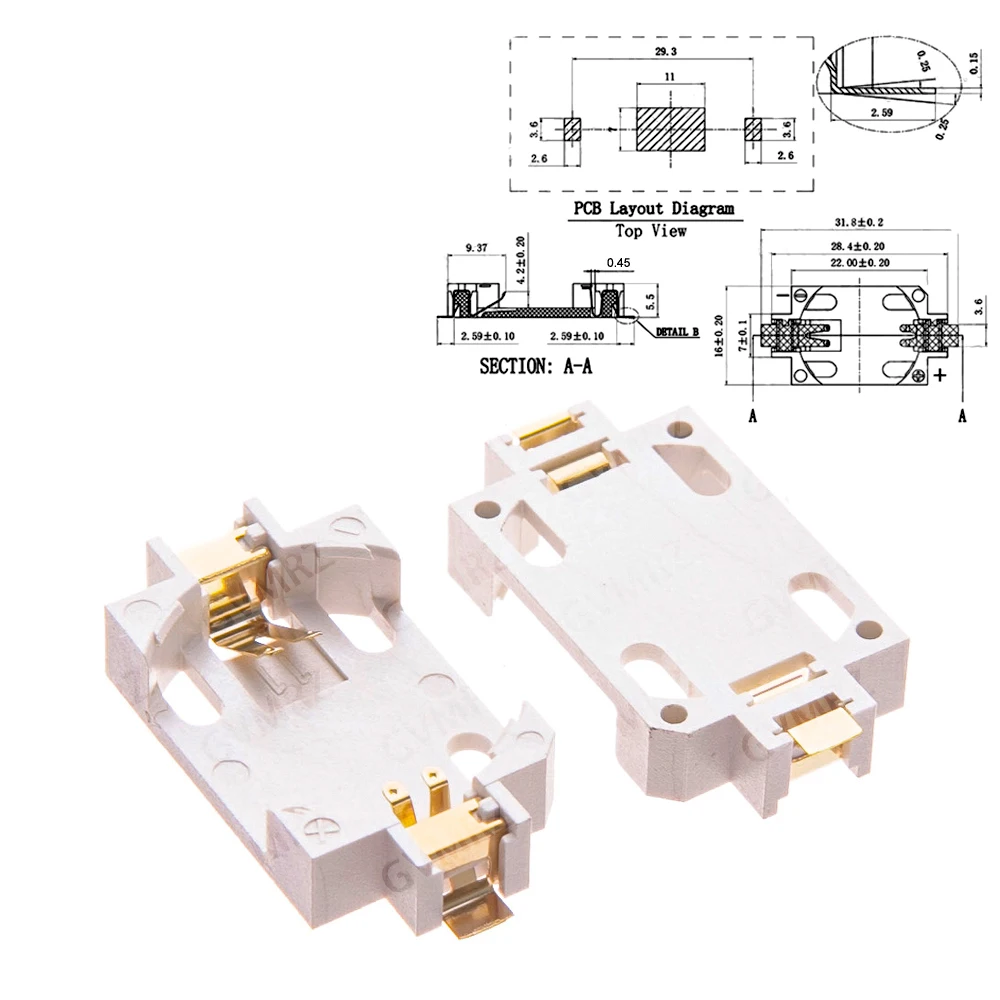5PCS Integrated Circuit Kit BS-2 BS-6 BS-8 BS-10 3V  2025 2032 Battery Organizer CR2025 CR2032 Button Battery Socket Holder