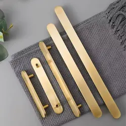 Solid Brass Cabinet Handles Bedroom Wardrobe Pulls Copper Cupboard Drawer knobs Gold Modern Minimalism Furniture Accessories