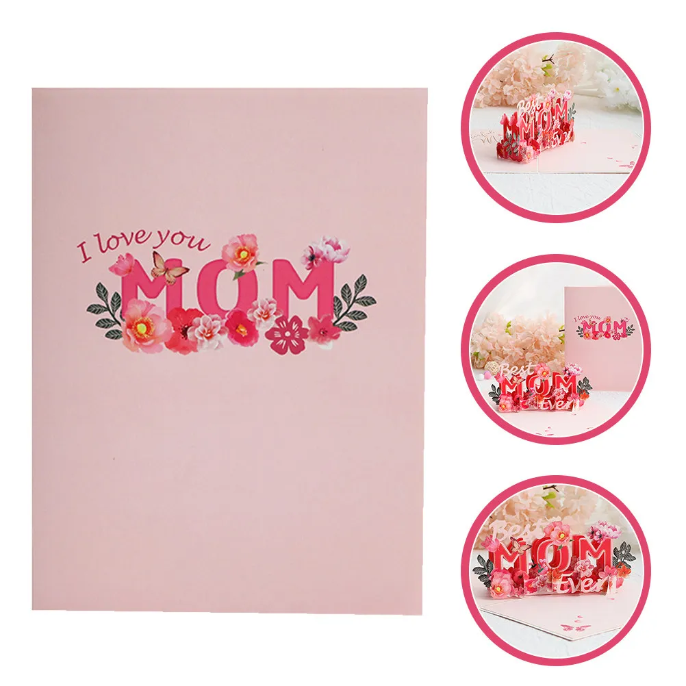 

Романтическая 3D-открытка с цветами для мамы, элегантная, с вырезанным узором, из бумаги, с местом для теплого сообщения, лучшая открытка для мамы на День матери
