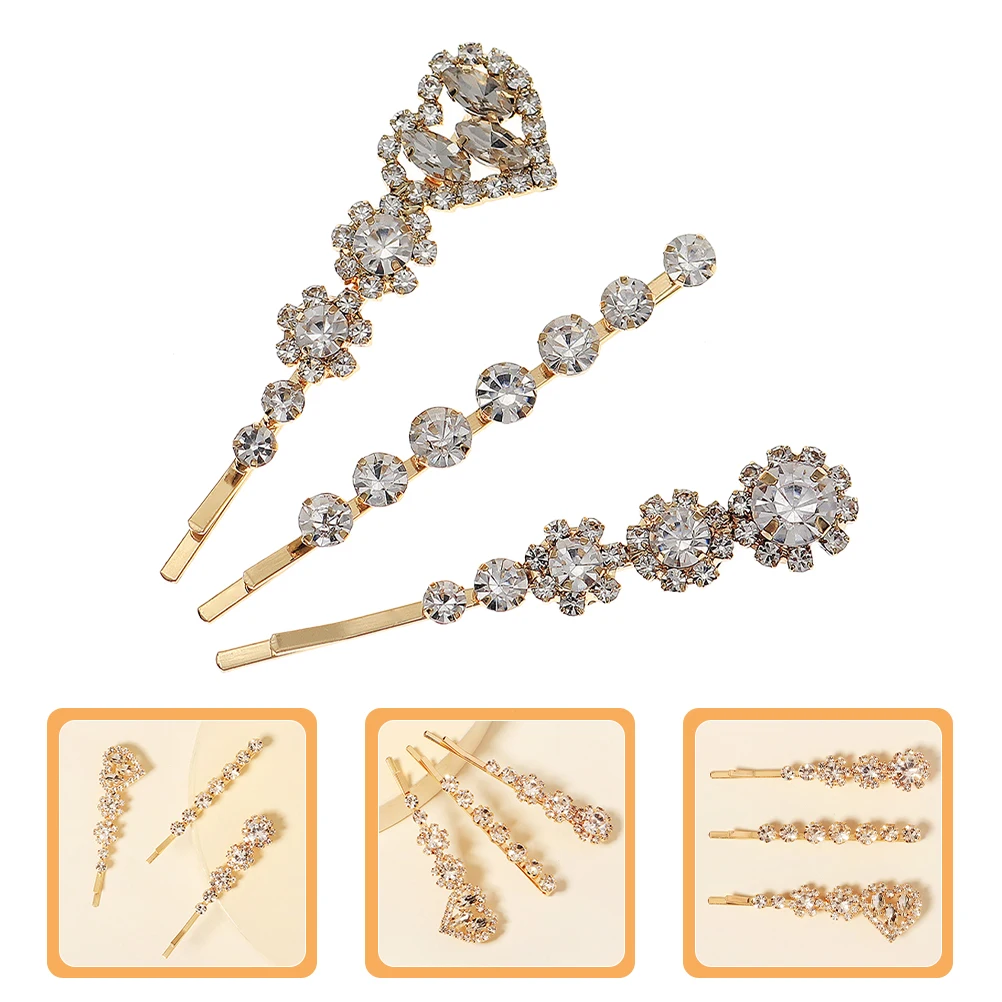 

Rhinestone Hair Clips Sparkly Crystal Hairpins Barrettes Hair Accessories Girls Rhinestones Decorative Elegant Stylish