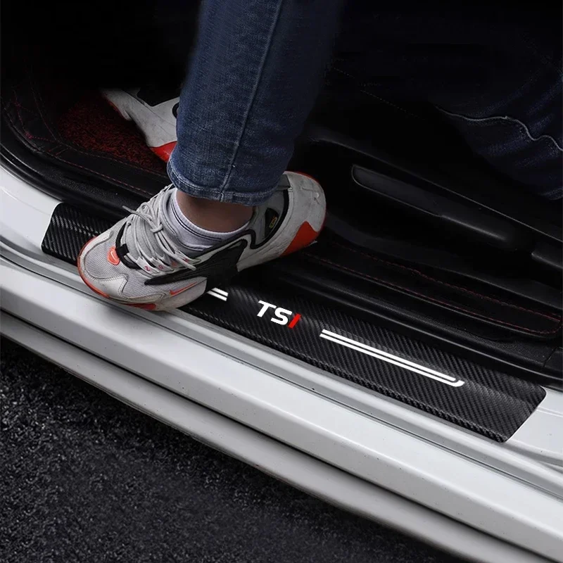 For Volkswagen TDI TSI GOLF POLO Touareg Tiguan passat Jetta Carbon Fiber Car Doorsill Sticker Protective Film Accessories Trunk