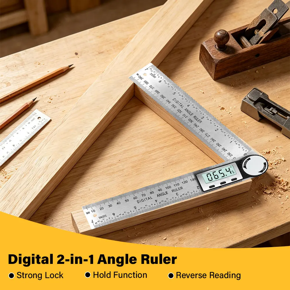 2-in-1 Digital Angle Meter Inclinometer Digital Angle Ruler Electronic Goniometer Protractor Angle Finder Measuring Tool