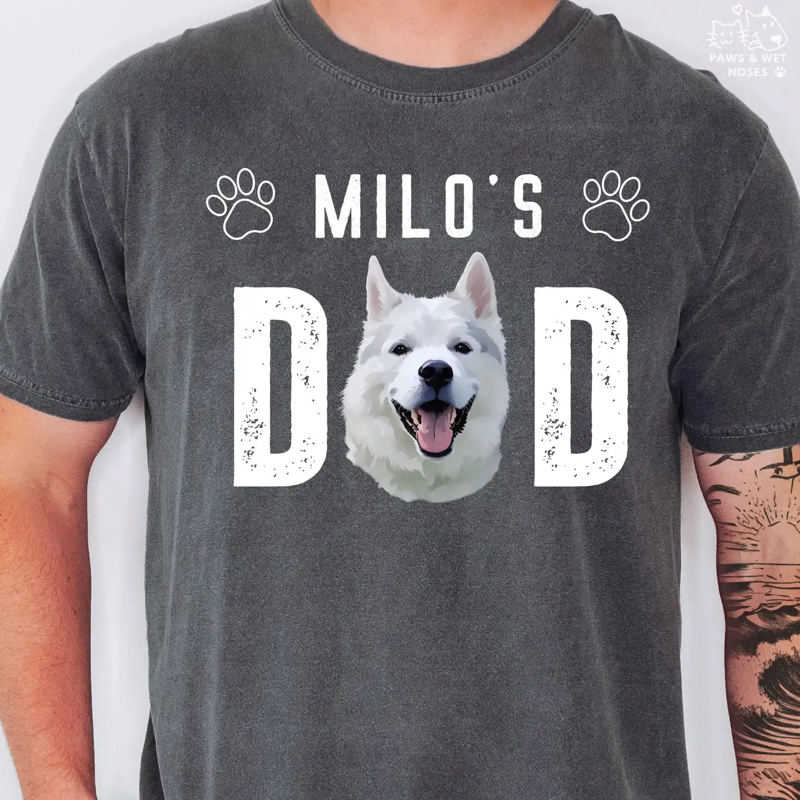 Custom Pet Dad T-Shirt Dog Photo Name Personalized Cat Shirt Custom T Shirts Dog Face Vintage Tee Gift for Dogs Lovers Dog Tops