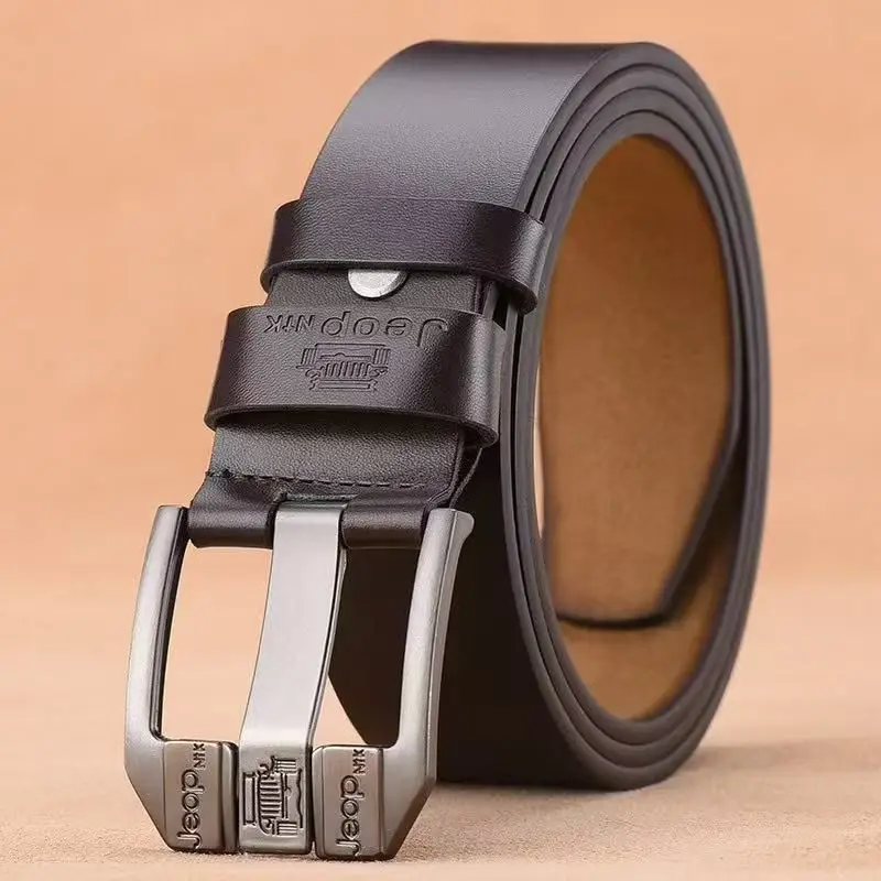 

Jeep Genuine Men's Leather Belt, Genuine Leather New Model Youth Casual All-Purpose Brown Leather Buckle Belt