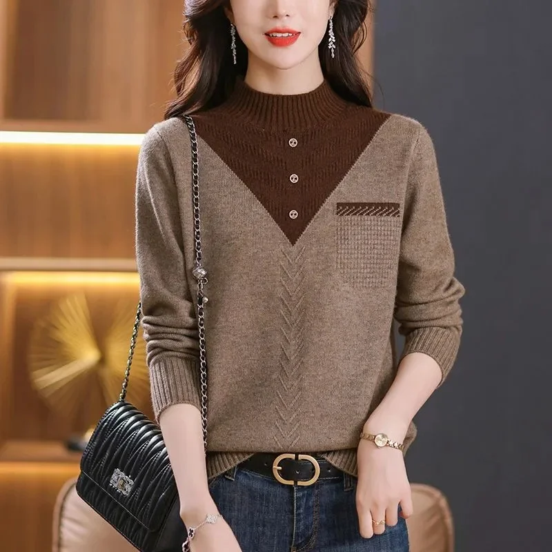 New Knitting Pullover Sweater Long Sleeve Bottom Shirt Slim Turtleneck Sweaters Autumn Winter Soft Blouse Jumpers For Women