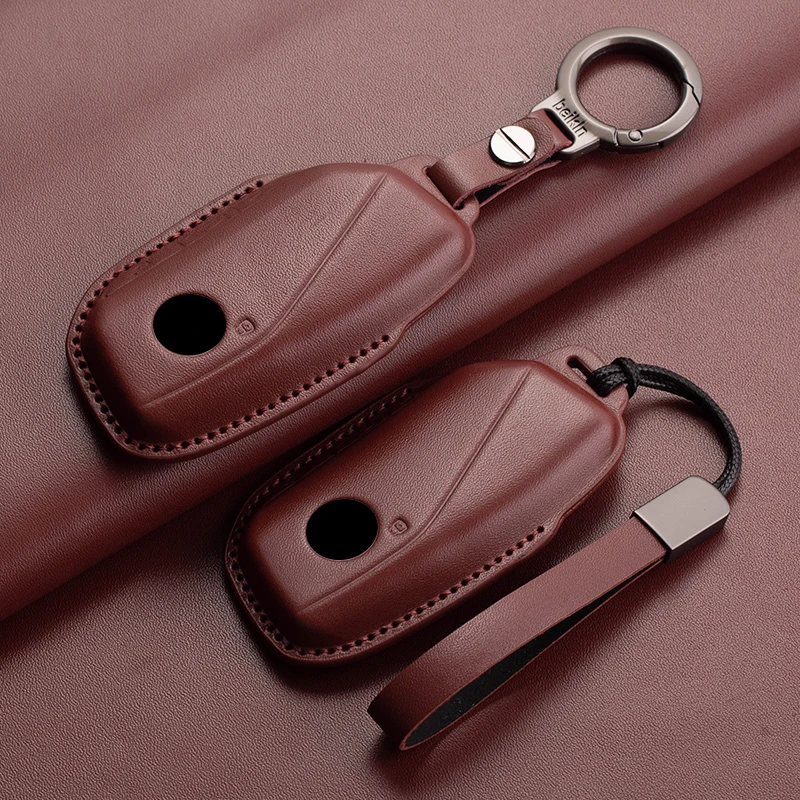 Leather Car Key Case Cover For BMW 7 Series i7 X7 G07 LCI iX I20 X1 U11G70 G09 XM U06 G81 M3 Car Key Protector Accessories