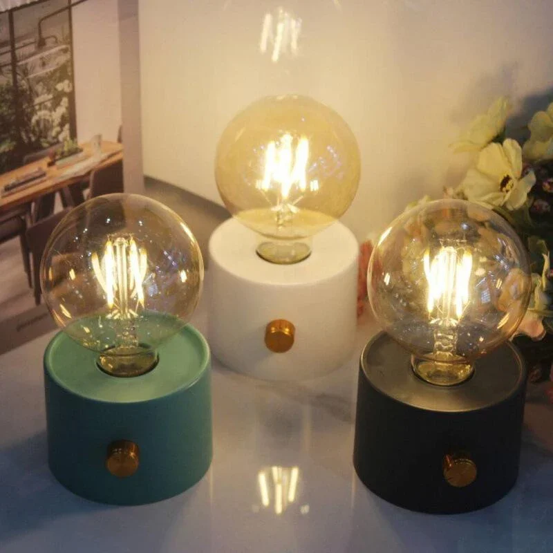 Retro-style rechargeable night light, portable bedroom sleep light, creative desk lamp, decorative bedside filament lamp