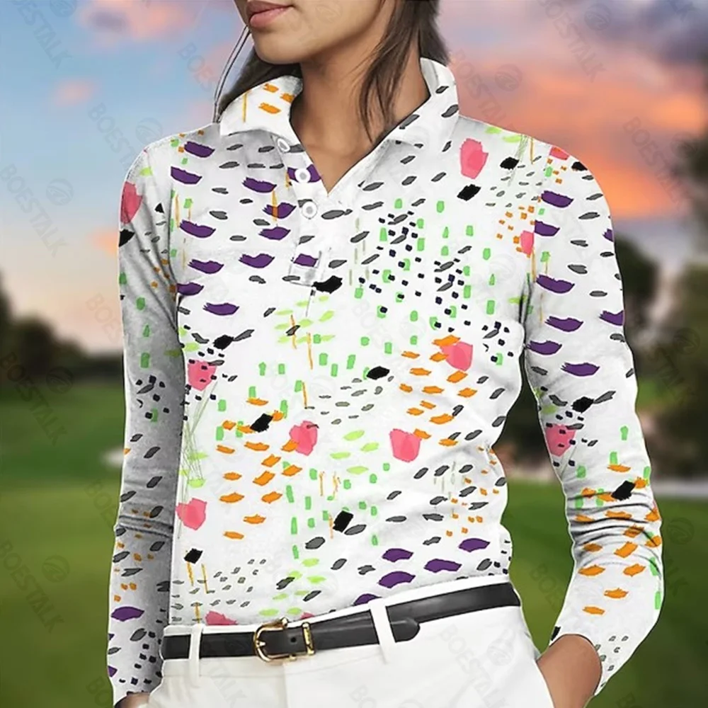 Women's long-sleeved golf Polo shirts jerseys breathable quick-drying long-sleeved shirts 2024 autumn and winter new products.