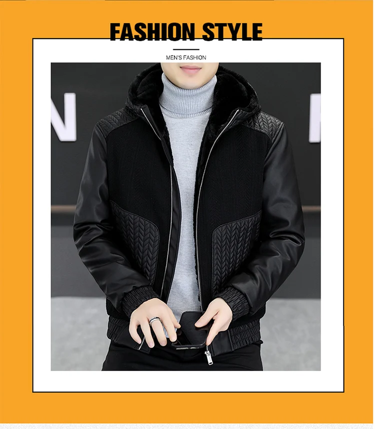 Casual 2025, Winter männer Verdicken Mit Kapuze Fleece Jacken Streetwear Winddicht Warme Plüsch Mäntel Jugend Slim Fit Tops Gepolsterte Parkas – Detail 13
