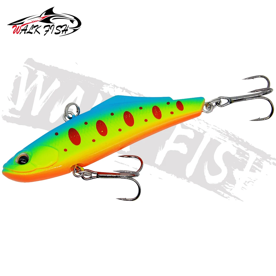WALK FISH 1PCS 70mm 15g New VIB Fishing Lure Artificial Bait 3D Eyes Swimbait Vibration Sinking Hard Lures Fishing Tackle