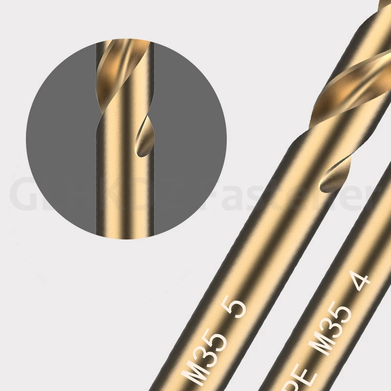 1-10mm HSS M35 Cobalt Twist Drill Bit Fully Ground HSS M35 Cobalt Drill Bit Straight Shank Drill for Metal Drilling and Opening