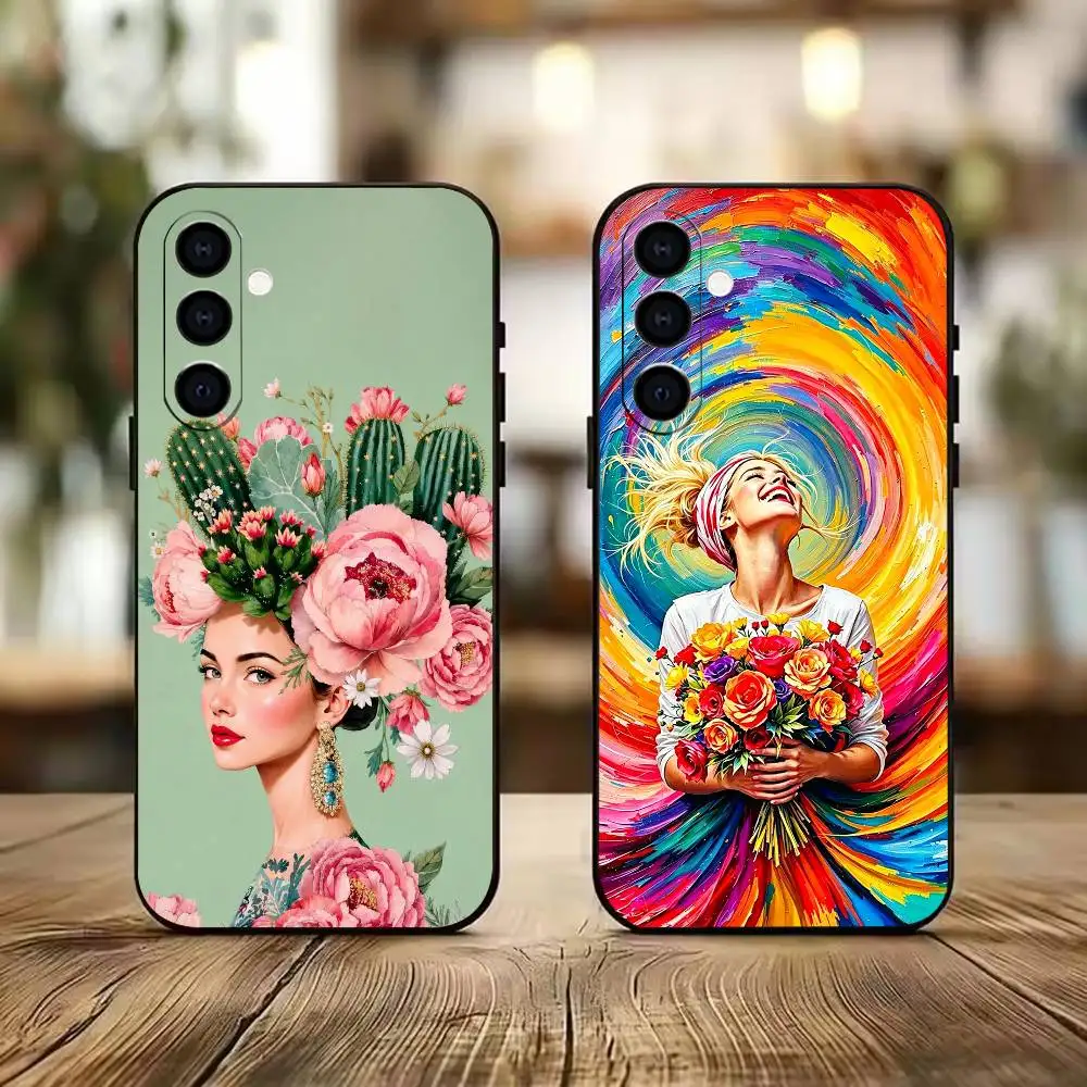 F-Fridas Art K-Kahlo Phone Case Black Silicone Soft For Samsung A73,A72,A71,A70,A53,A52,A51
