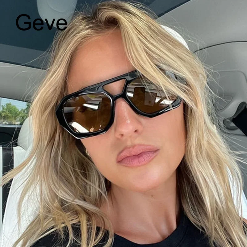 Leopard Blue Square Sunglasses Women Retro Double Bridge Luxury Brand Sun Glasses Female Fashion Shades Eyewear Oculos De Sol