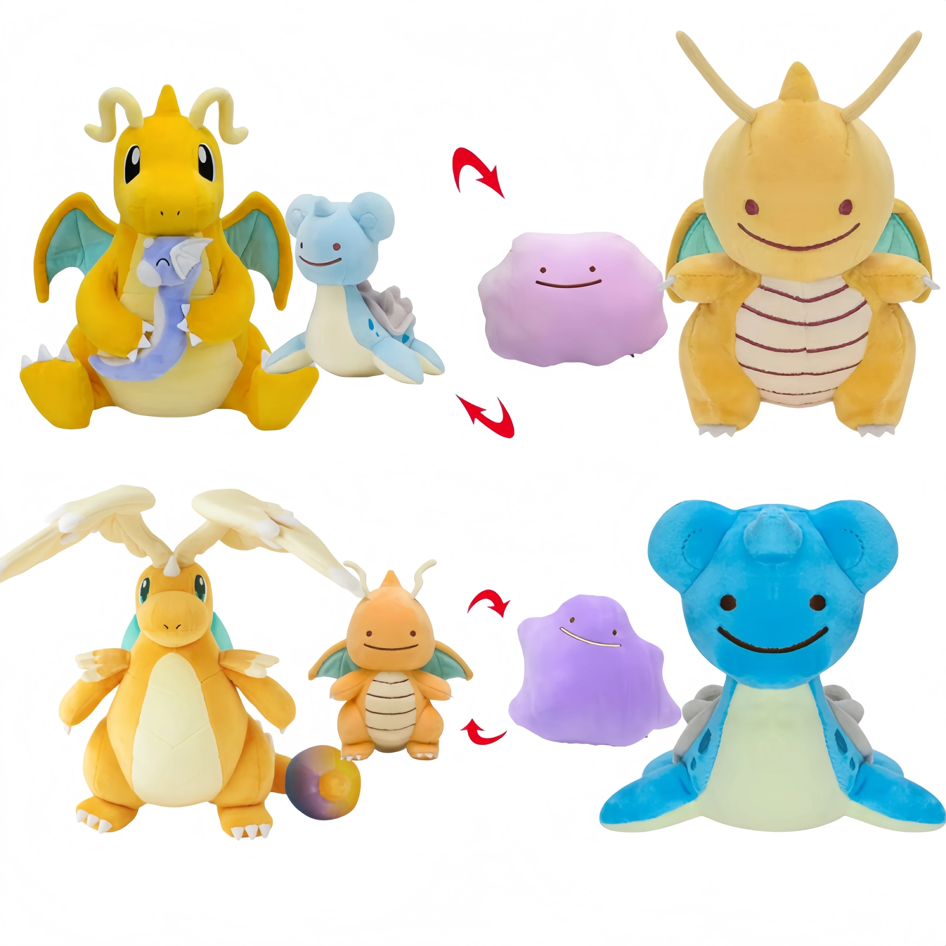 

Плюшевая игрушка Pokémon Pokopia: серия трансформирующихся плюшевых игрушек Драгонайт, Мега Драгонайт, Чаризард, Драгонайт с Дратини