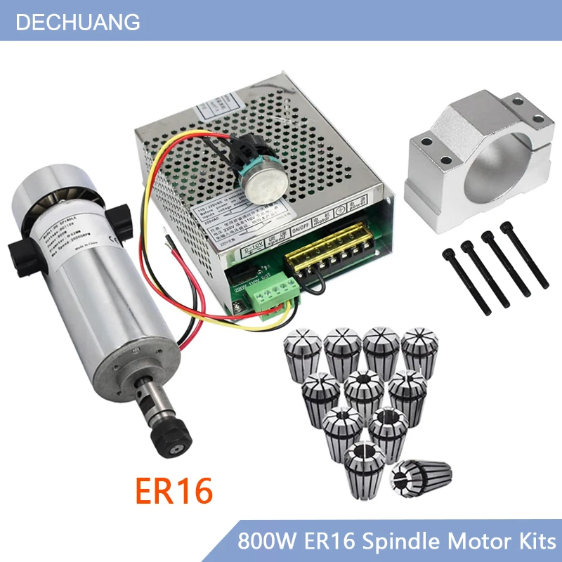 cnc-800w-er16-air-cooled-20000rpm-110v-spindle-motor-power-supply-speed-governor-52mm-bracket-er16-collets-for-engraving