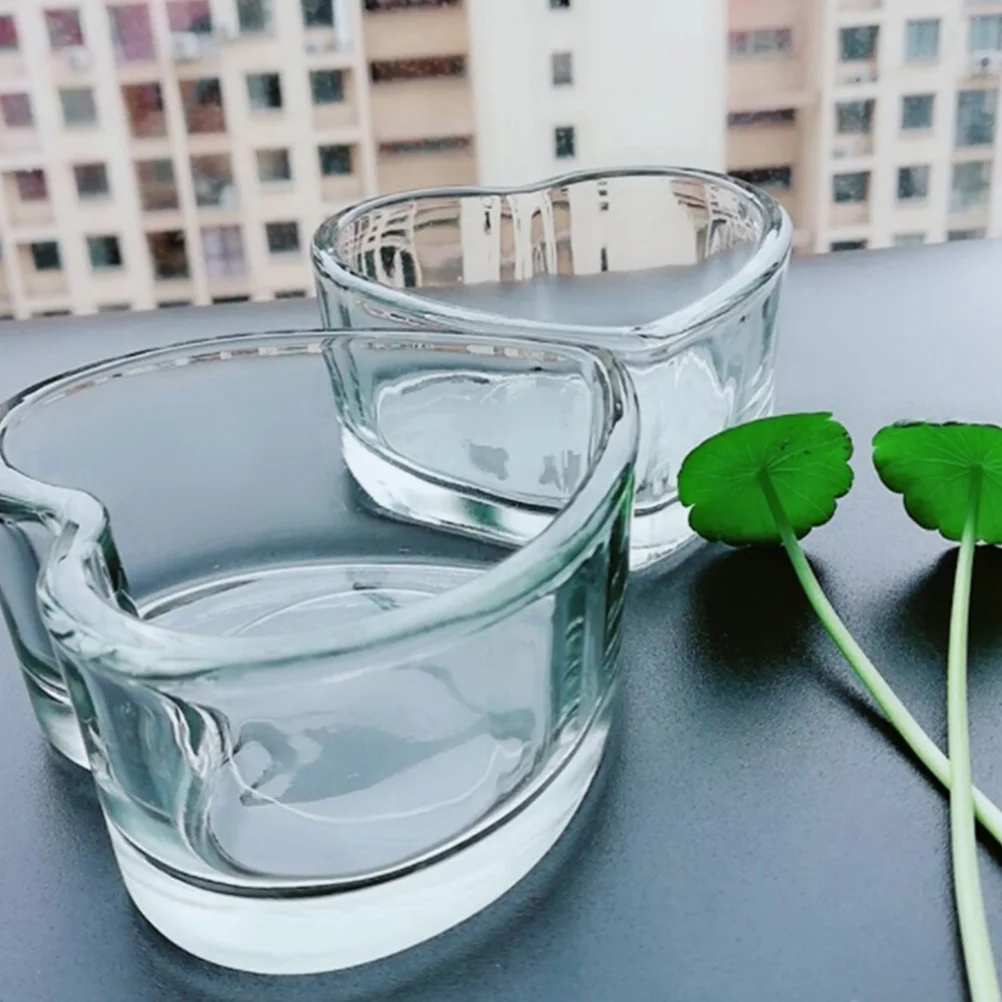 

3Pcs Glass Heart Shape Candlestick Creative Decorative Holder for Wedding Home Valentine Gift Glass Holder