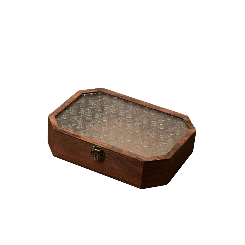 Handmade Storage Container Begonia Flower Decorative Box Home Decor Functional Decorative Item Nostalgic Wooden Accent