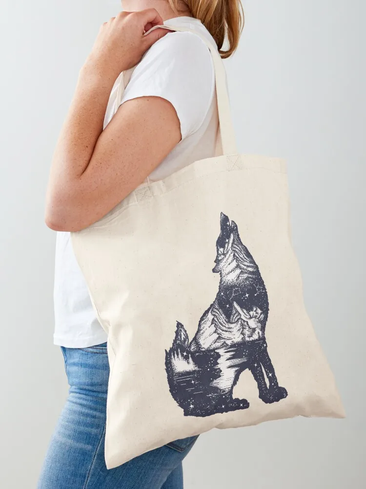 

Wolf double exposure Tote Bag canvas tote bag Shopper Women's handbag personalized tote