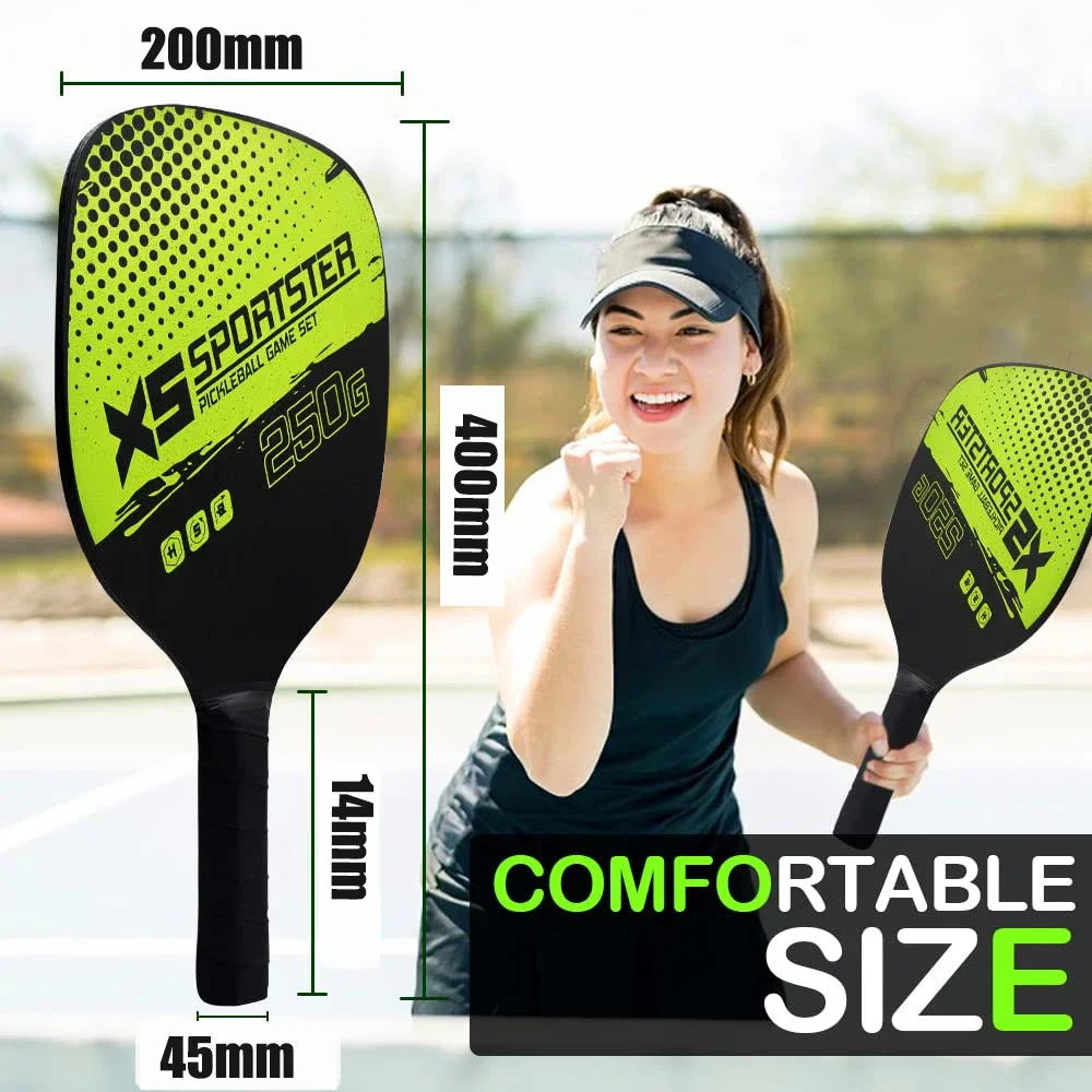 Pickle ball Paddel und Pickle ball Set 2 Schläger 4 Pickle balls tragbar für Indoor Outdoor Übungs geschenke für Männer Frauen