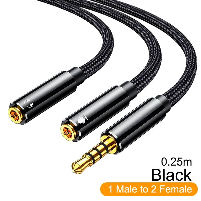 Hoofdtelefoon Splitter Audio Kabel Adapter Jack 3.5mm Male naar 2 Vrouwelijke Oortelefoon Y Splitter Verlengsnoer voor Telefoon Laptop PS5 MP3