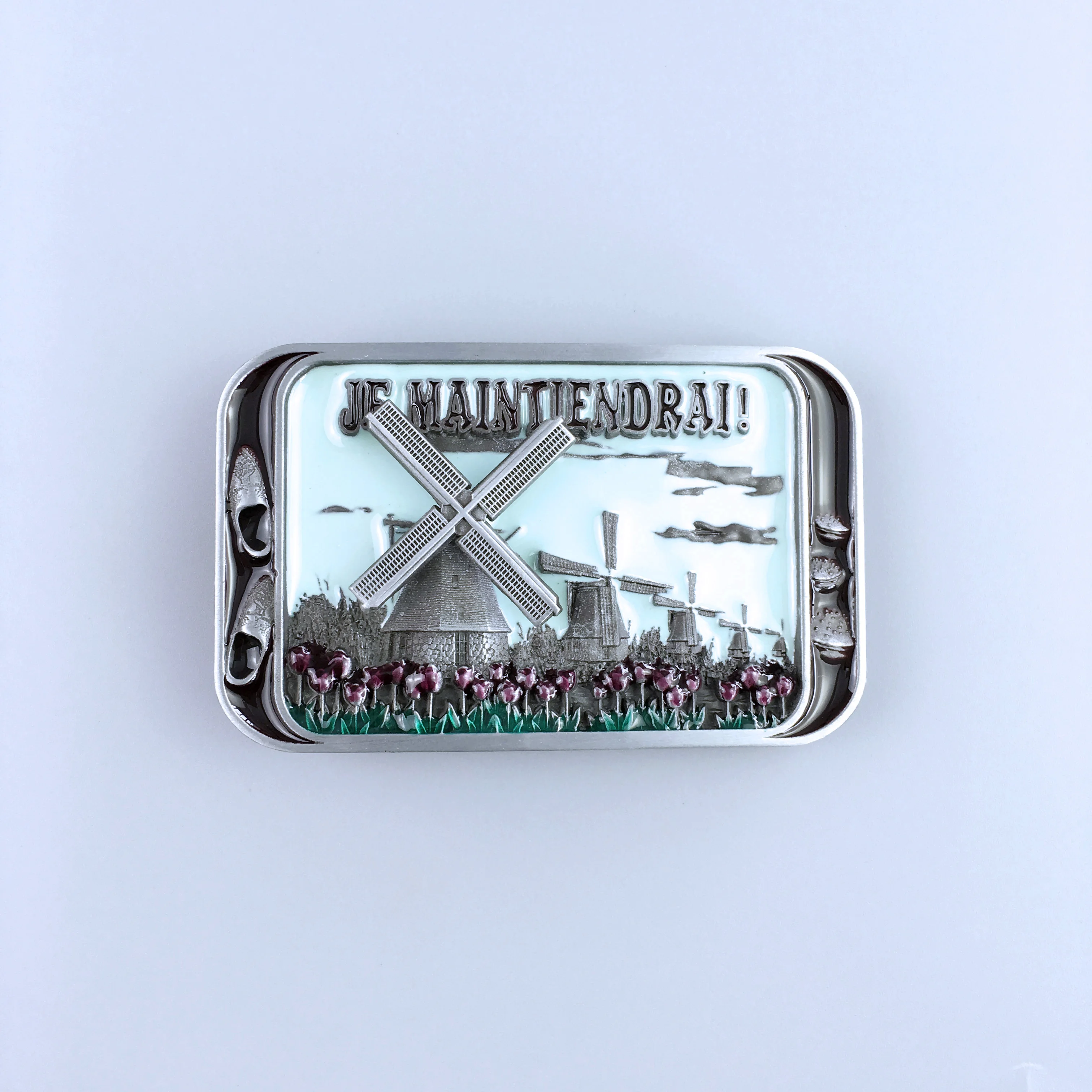 Enamel Spinner Windmill Tulip Pattern Cheese Belt Buckle Hebilla Gurtelschnalle Boucle de ceinture BUCKLE-WT116