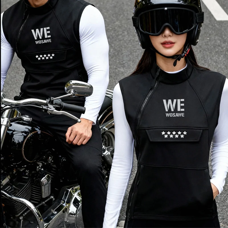 WOSAWE Thermal Winter Cycling Vest Windproof Bike Jacket Sleeveless Windbreaker Back Pockets for Men and Women