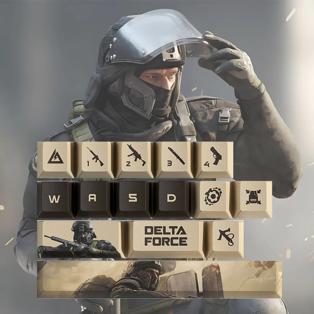 

Keycaps New Delta Force Gaming Series Keycap PBT OEM Profile Cool 15/28keys Thermal Sublimation Gaming Accessories For MX Switch