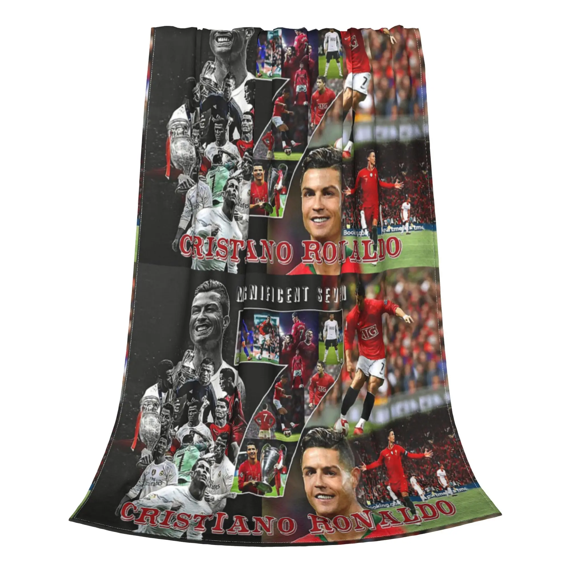 Football CR-7s Jigsaw Blanket  Plush Vintage Soft Throw Blanket for Bedding Lounge Spring Autumn