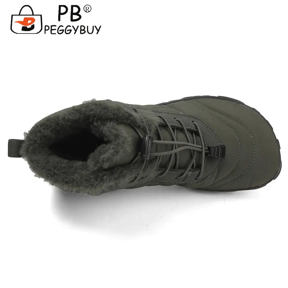 Зимние босиком, уличная треккинговая обувь, противоскользящие минималистичные ботильоны, термобелье для бега по пересеченной местности, плюшевые кроссовки для путешествий на открытом воздухе