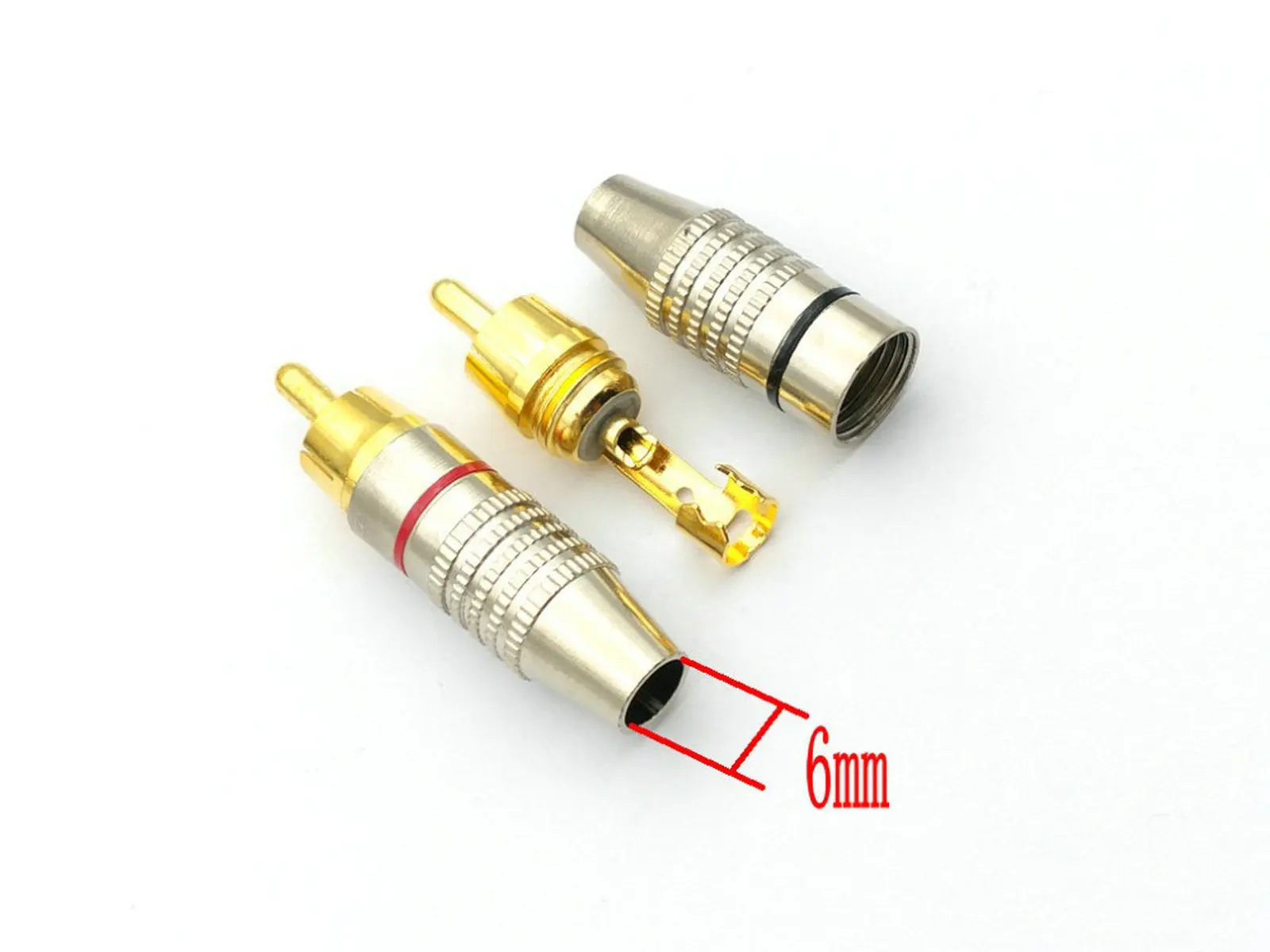 Adattatore placcato oro del connettore maschio Audio della spina RCA di saldatura del metallo 100pcs