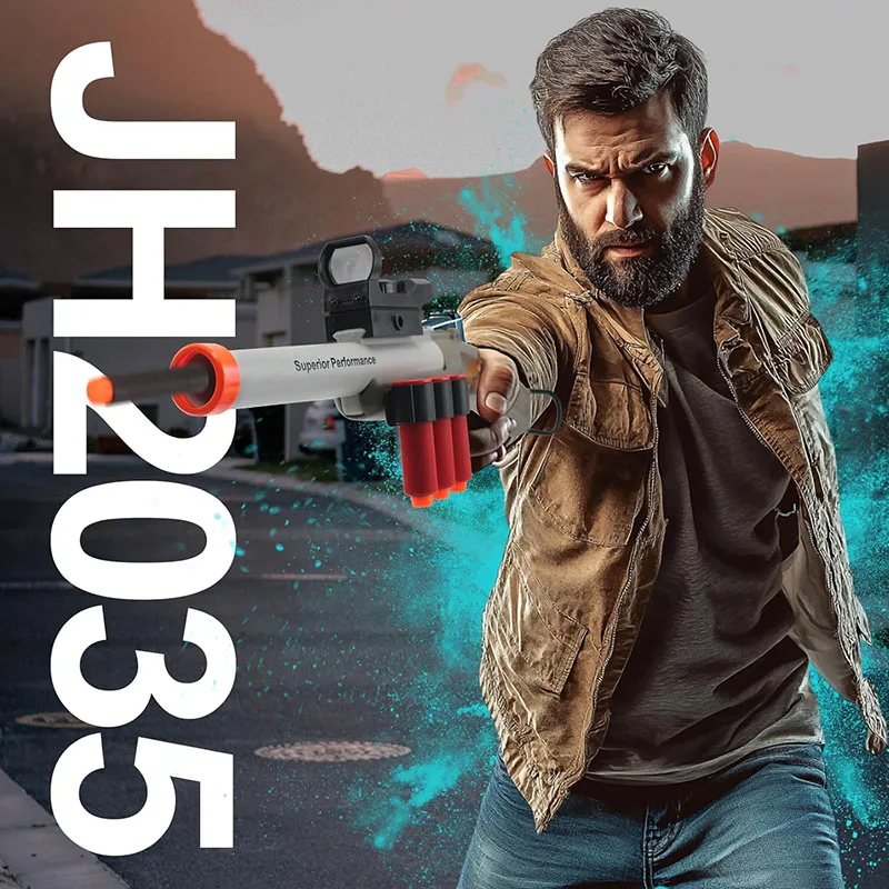 Shell ejeção bala macia arma de brinquedo espuma blaster airsoft espingarda rifle puxar carga blaster com ejeção de câmara aberta