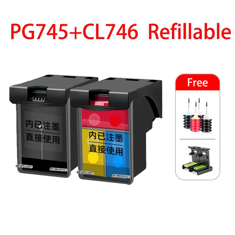 Compatible Refillable Ink Cartridge For Canon 745 746 PG745 CL746 Pixma  iP2870 2870S MG2470 MG2570 MG2570S MG2970 Printer