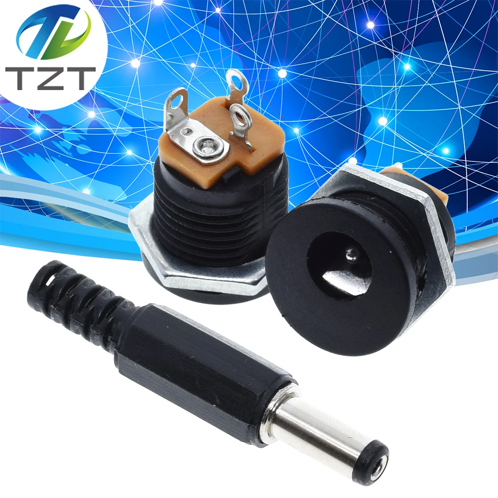 TZT 10Pcs DC-022 5.5-2.1 / 5.5 x 2.1mm DC Power Socket/ DC Connector Panel Mounting DC022