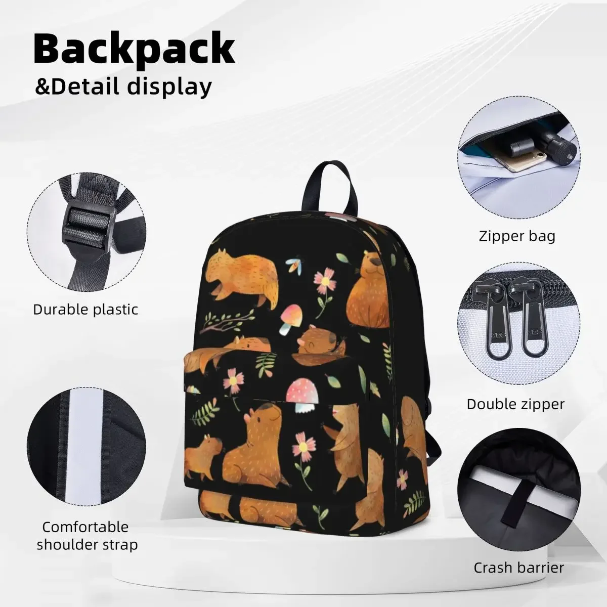 Capybara Is My Spirit Animal Backpacks Student Book bag Shoulder Bag Laptop Rucksack Fashion Travel Rucksack Children School Bag