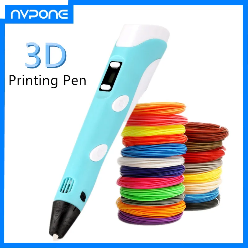 3D Printing Pen DIY Drawing Pen With LCD Display 3D Pen With 10 Colors 50 Meter PLA Filament Christmas Birthday Gift for Child