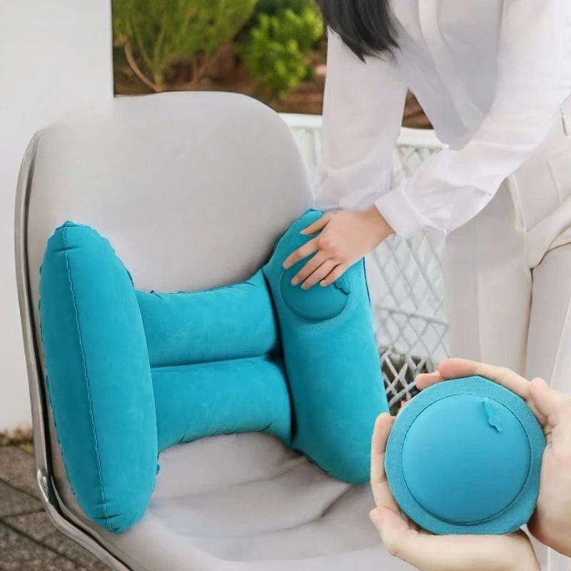 H-shaped Body Pillow Neck Pillow Press To Inflate Lumbar Support Pillow Lumbar Pad Relaxation Office Travel Car Airplane