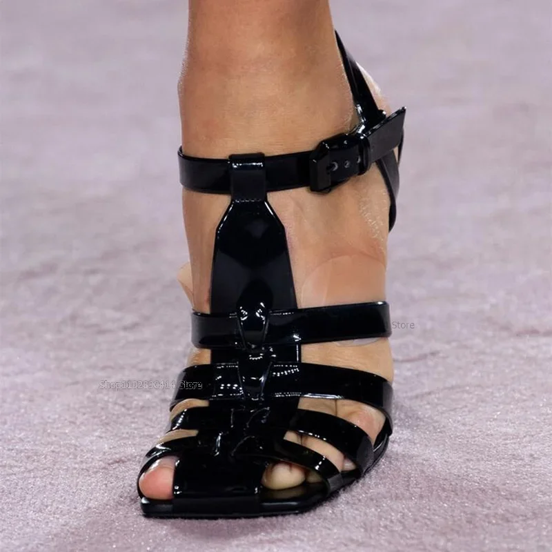 Crystal Decor PVC Hollow Design Sandals Ankle Buckle Strap Women Shoes Thin High Heels Fashion Elegant 2026 Zapatos Para Mujere
