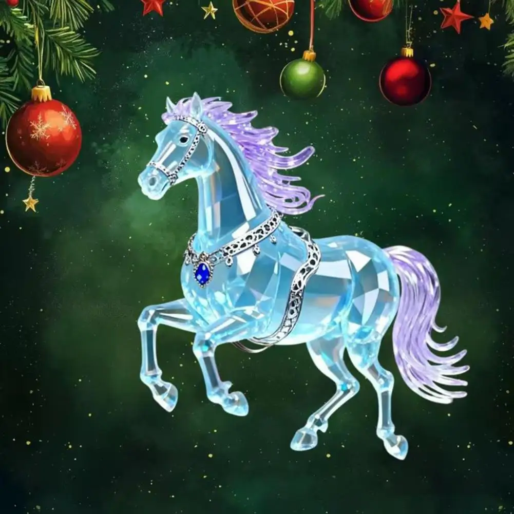 Horse-themed Car Accessory 2d Acrylic Horse Hanging Ornament Holiday Winter Rearview Mirror Charm Xmas Tree Decoration for Auto