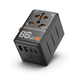 TESSAN 65W GaN Universal Travel Adapter with USB & Type C Fast Charging International Plug Adapter EU/UK/USA/AUS Plug for Travel