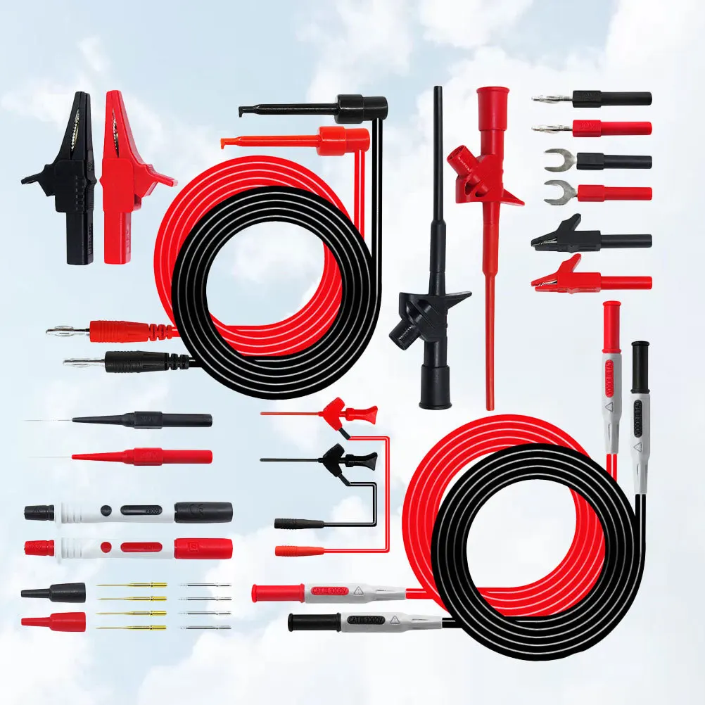 1 conjunto kit de chumbo teste multímetro 4mm plugue banana clipes jacaré elétricos sonda agulha diagnóstico ferramenta teste elétrico