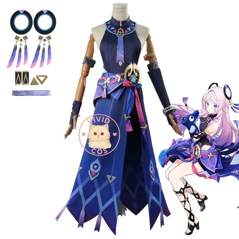 

Genshin Impact Cosplay Costume Anime Cyrrillie RPG Popular Dress for Women Halloween Comic Con Party Outfit;2,c'4,h