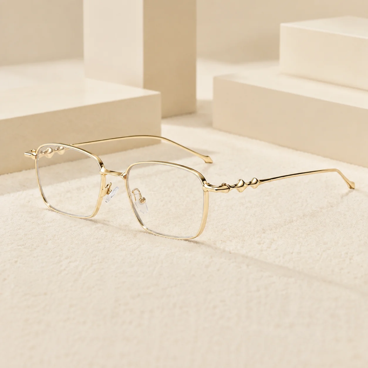 1pc Square Metal Frame Clear Lens Glasses Non-Prescription Eyewear with Twisted Temples for Women Men Daily Work Office Street