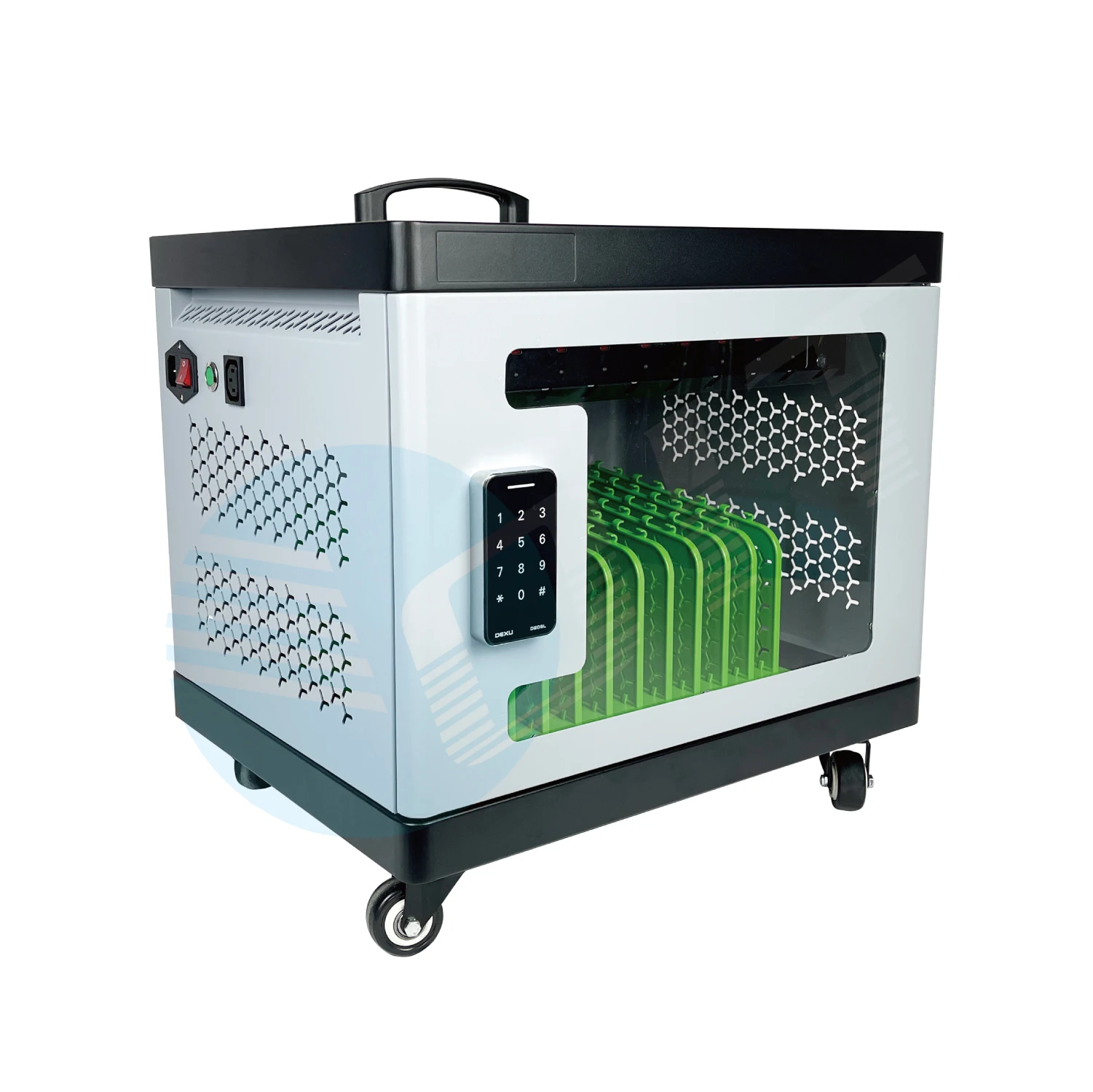10-60 Outputs Black USB Type a and Type C Mobile School Tablet Charging Cabinet Trolley Made of Durable Metal