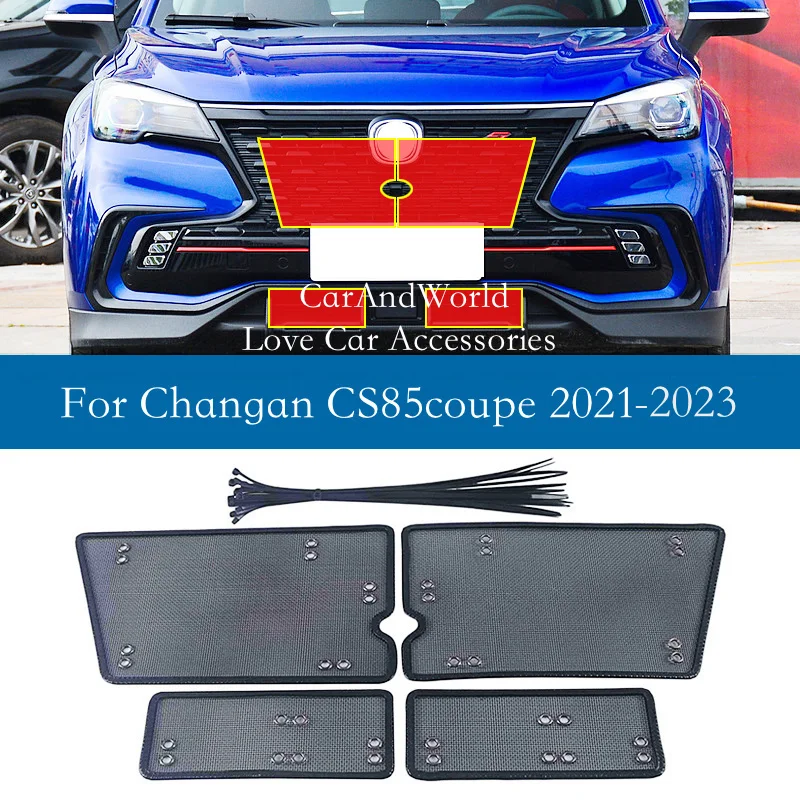 

Stainless Middle Grilles Insect Net Screening Protective Insert Mesh Trim Cover Car Accessories For Changan CS85 Coupe 2021-2024