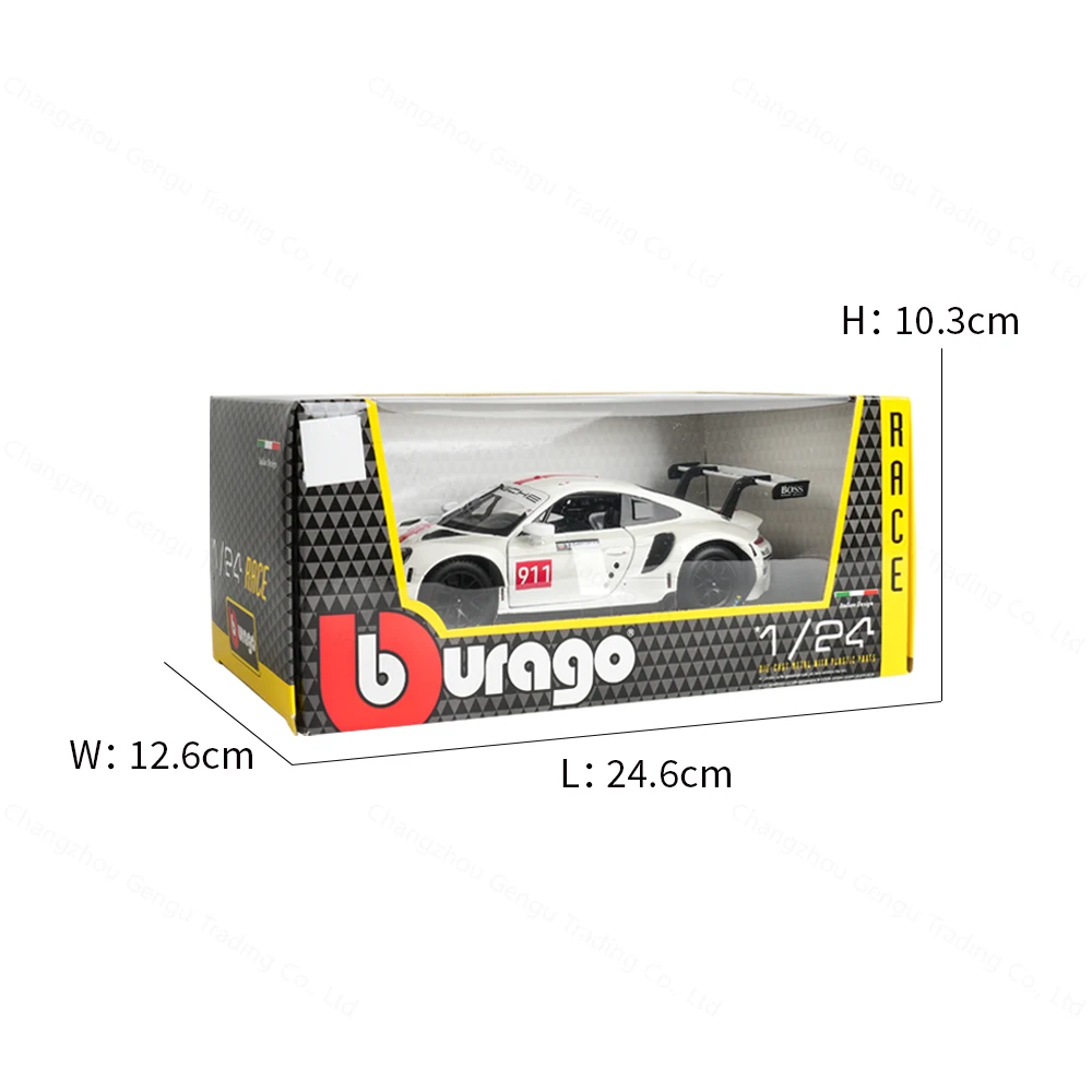 Bburago 1:24ポルシェ911 rsrスポーツ車静的ダイキャスト車両モデル