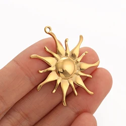 3PC Stainless Steel Sun Flower Charm Bohemian Sun Pendant For Jewelry Making Cute Gold Color Diy Earrings Necklace Accessories