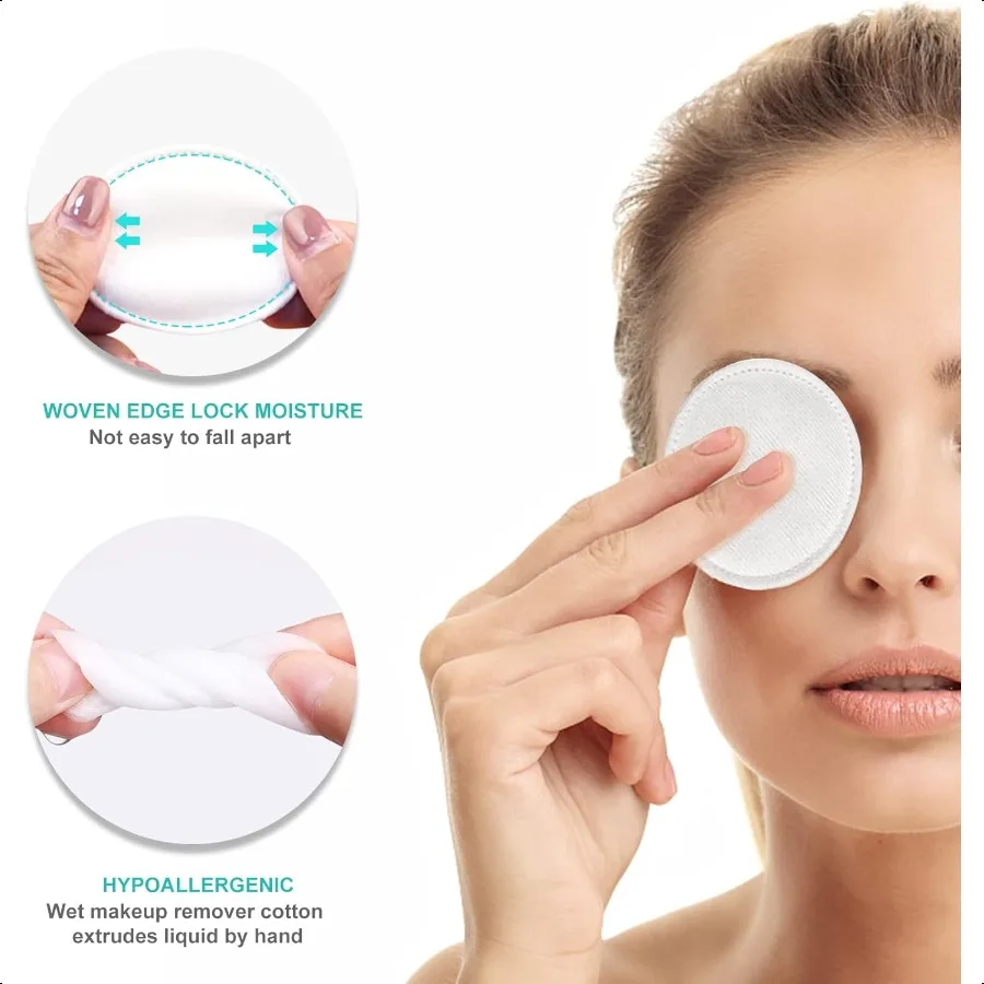 Premium Cotton Rounds for Face 400 Count Makeup Remover Pads Hypoallergenic LintFree 100 Pure Cotton Pads for Face Cleasing App