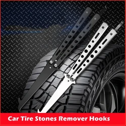 Car Tire Stones Remover Hooks Auto Tire Groove Cleaning Tool Wheel Tread Slot Stone Gravel Remover for Car Motor Bike Tire