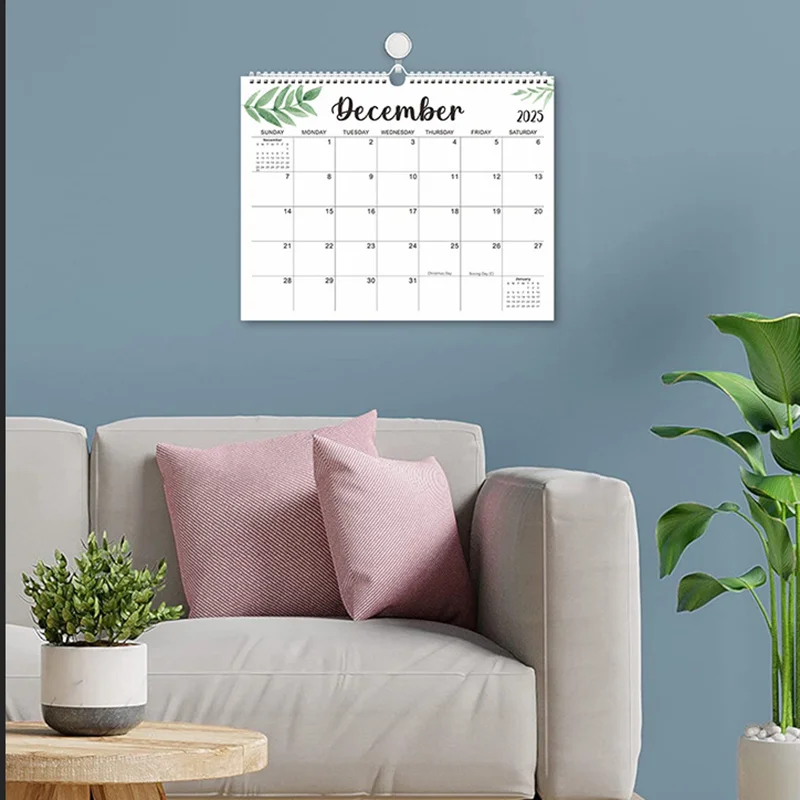 Calendrier mural avec motif de cuir chevelu, calendriers à bobine de licence mensuelle, agenda, agenda hebdomadaire, décoration de la maison, 2025